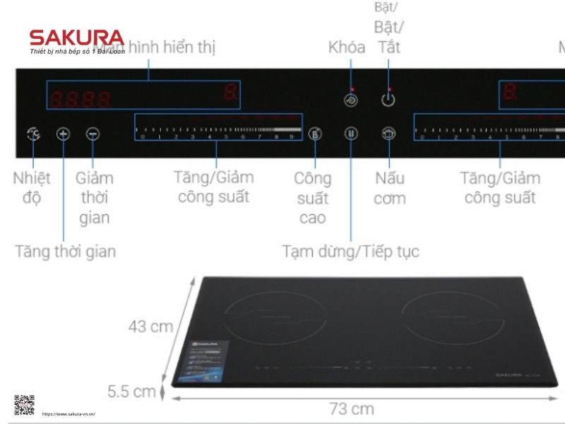 Thông số kỹ thuật và chức năng của từng nút bấm trên bếp từ