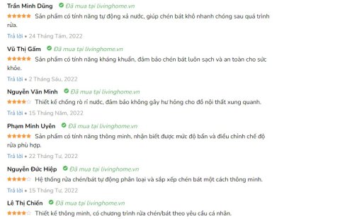 Đánh giá từ khách hàng khi mua máy rửa chén SAKURA SCE-X650
