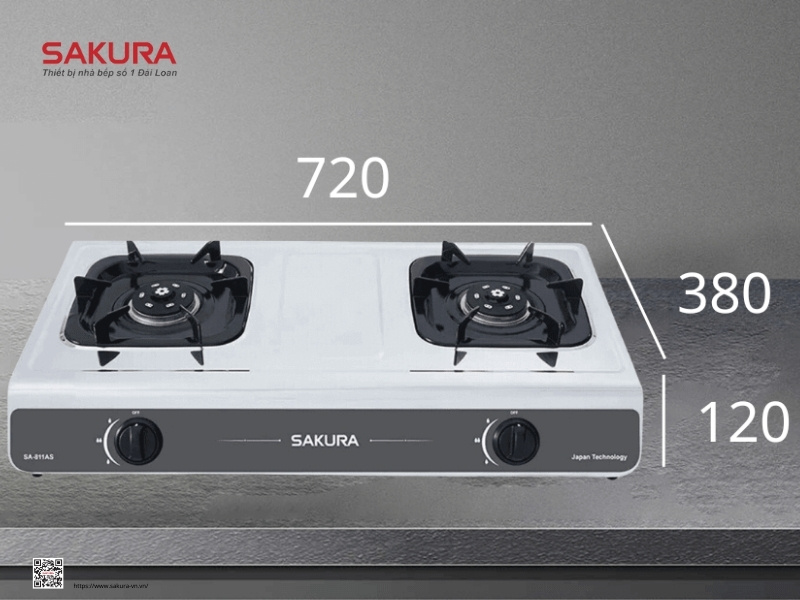 Kích thước bếp gas dương đôi SAKURA SA-811AS