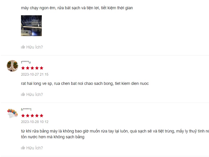 Máy rửa chén SAKURA SCE-W850 nhận được đánh giá tích cực từ người dùng
