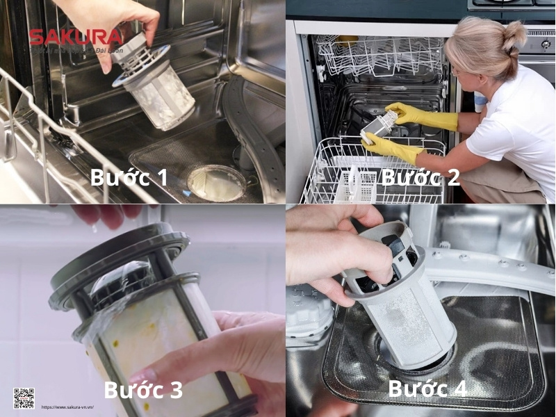 cách vệ sinh bộ lọc máy rửa chén