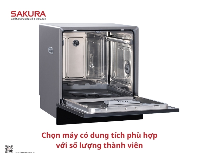 Chọn máy rửa chén có sức chứa phù hợp số lượng thành viên gia đình