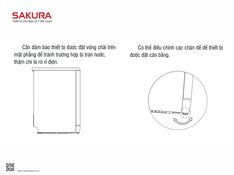 Cố định máy rửa bát cho vững vàng trên mặt phẳng