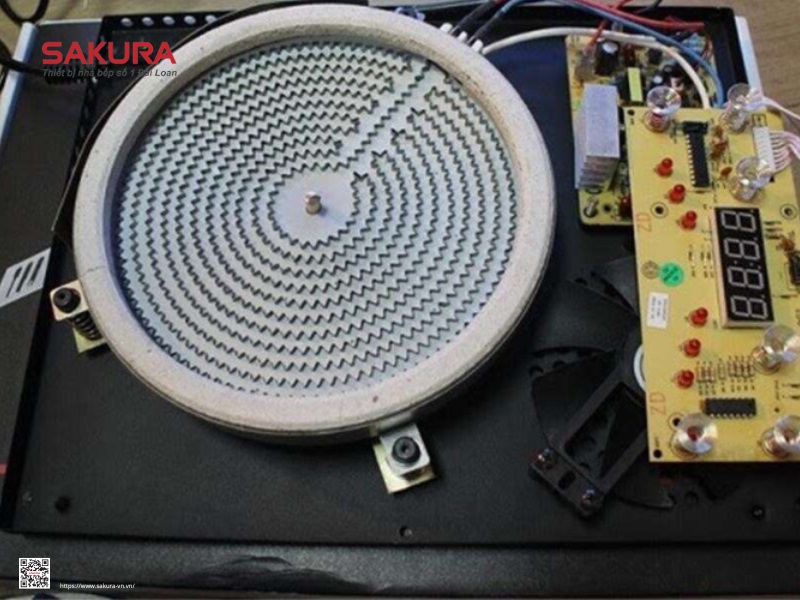 bếp hồng ngoại không nóng do đèn halogen hỏng hoặc dây mayso đứt