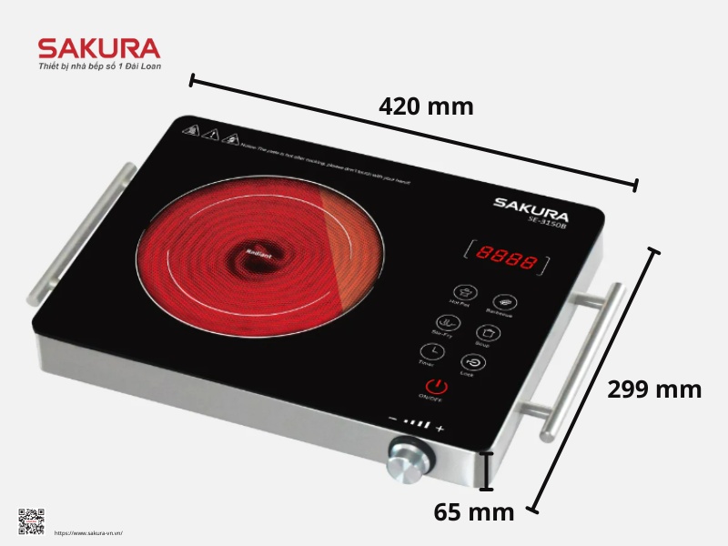 Kích thước bếp hồng ngoại đơn SAKURA SE - 3150B
