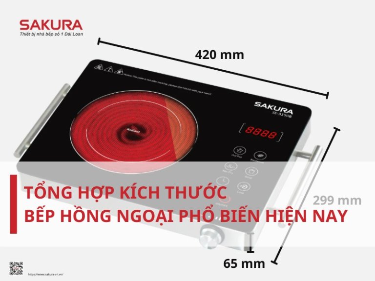 kích thước bếp hồng ngoại phổ biến