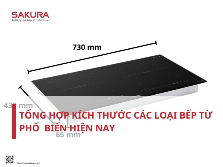kích thước bếp từ phổ biến