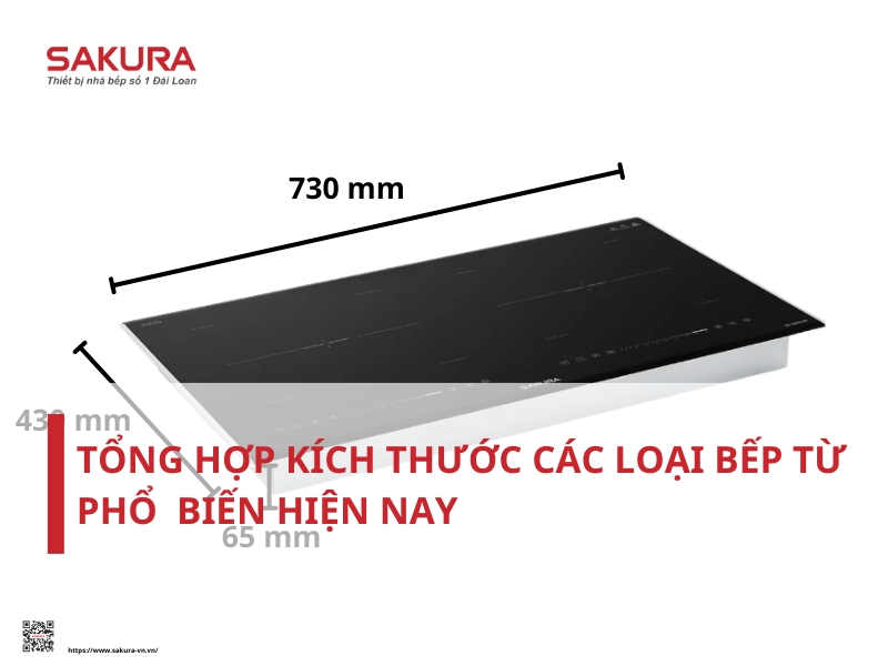 kích thước bếp từ phổ biến