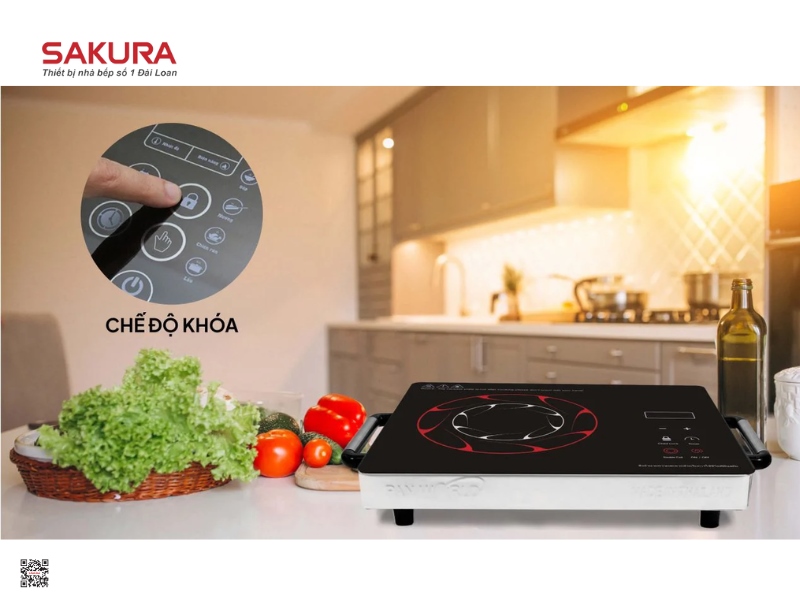 bếp hồng ngoại mở chế độ khóa an toàn